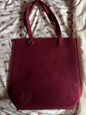 Bath & Body Works Burgundy Felt Tote with Dual Shoulder Straps